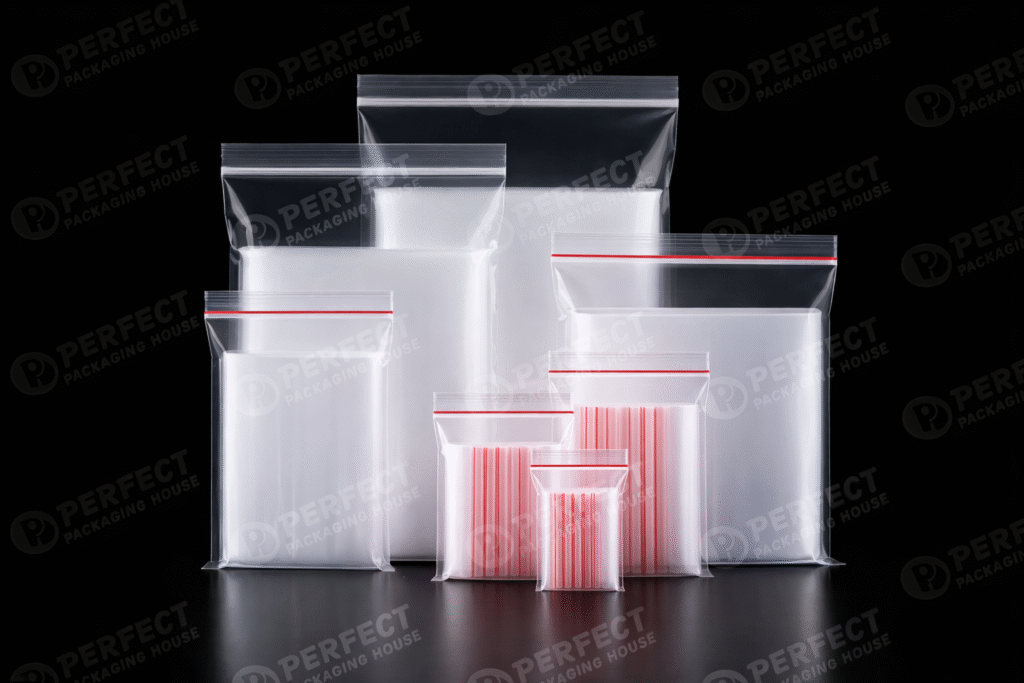 different sizes of zip lock bags